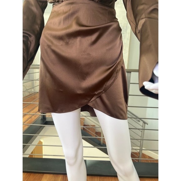 Ser.o.ya Shea Silk Dress in Chocolate - Picture 5 of 14